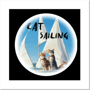 Cat Sailing Posters and Art